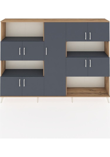 Arges Dolap 10 Raflı 9 Kapaklı 220x30x163 Çam-antrasit Çam-antrasit