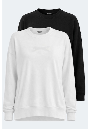 Slazenger Vıkentı Sw 2 Li Set Kadın Sweatshırt Beyaz - Siyah