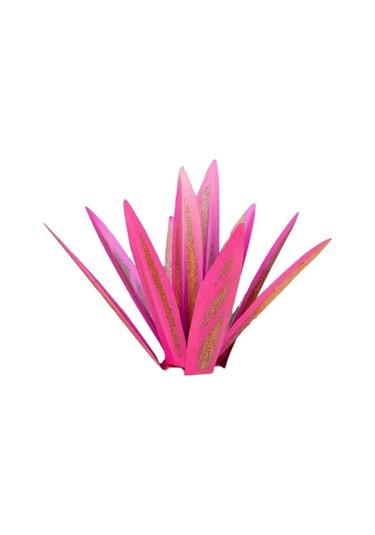 Demir İşçiliği Agave Bitki Süsü - Pembe Bahçe Dekorasyonu 35 Cm