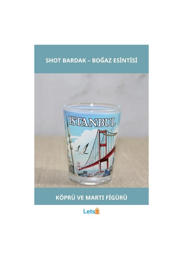İstanbul Temalı Şık Cam Shot Bardak Boğaziçi Görselli Çok Renkli