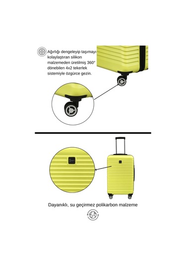 Kabin Boy %100 Polikarbon Valiz Sarı 1811 Sarı