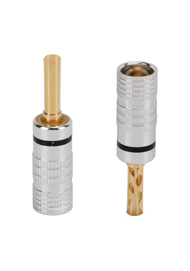 Mufunye J.10054 4mm Gümüşe Sarılmış Dişli Muz Soketi - Kaynaştırma Olmayan Hoparlör Bağlantısı, Sert Tutma Ve Ses Kalitesi Sağlar, 5 Adet Siyah