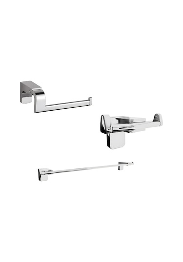 Zethome F 1 Serisi Paslanmaz Duvara Monte Havluluk-kağıtlık-bornoz Seti Krom