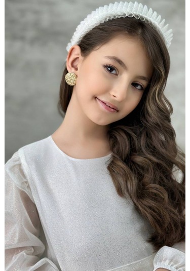 Zarif Simli Taçlı Kız Çocuk Elbisesi 001