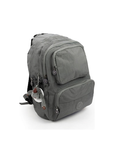 Suya Dayanıklı Krinkıl / Klinkır Kumaş Çok Gözlü Sırt Ve Okul Çantası Gri 8813 Gri
