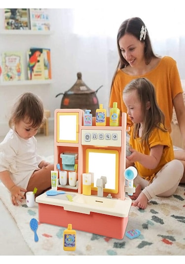 Kayyum Oyuncak Kukuli Şarkılı Eğitici Modern Banyo Seti  Pembe