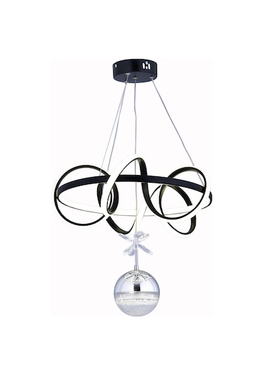 Deniz Tek Toplu Modern Sarkıt Avize ,siyah Sarkıt Power Led Avize, 3 Renk Yanabilen Led Avize,