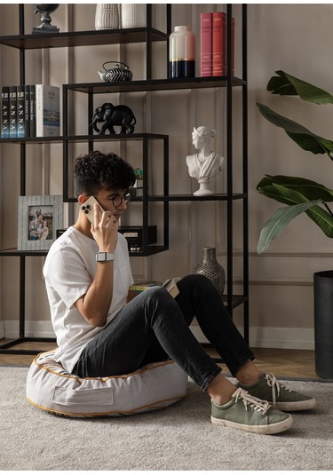 Şeritli Puf Minderi, Büyük Boy, Yer Minderi, Balkon Ve Teras İçin