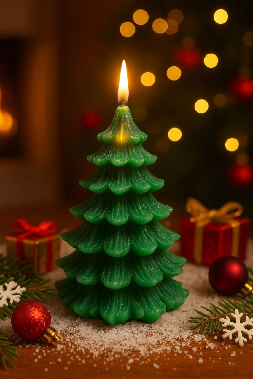 2 Li Yılbaşı Temalı Masa Ve Ev Dekoru Kozalak Ve Çam Ağacı Temalı Doğal Mum Yılbaşı Hediye Seti Çok Renkli