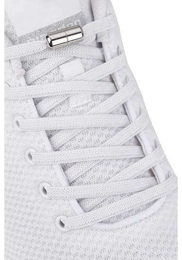 Ayarlanabilir 1 Çift Beyaz Vidalı Kapsül Uçlu 6 Mm Lastik Pratik Bağcık Beyaz