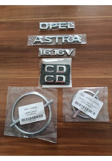 Opel Astra 1.6 16v Bagaj Yazısı Cd Ön Ve Arka Arma Logo Astra G 6lı Set