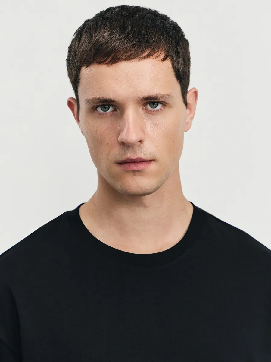 Zarına Pamuklu Temel Oversize Düz Renk Tişört 223278442 Siyah