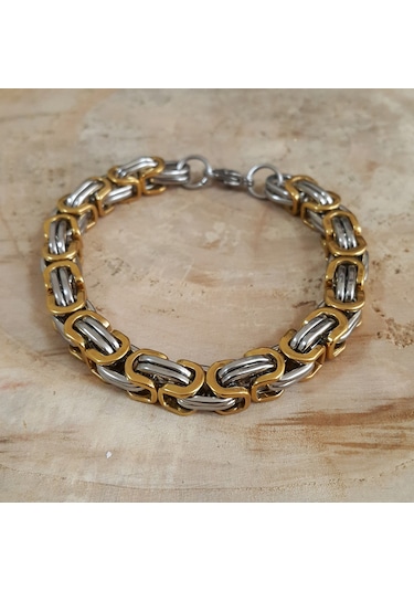 Ehediye Chavin Kalın Kral Model 8 Mm. Gri Çelik Erkek Bileklik Df14Sr Beyaz