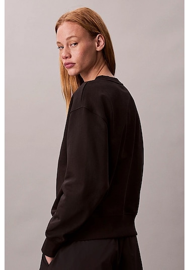 Kadın Regular Kalıp Bisiklet Yaka Sweatshirt - Siyah Black