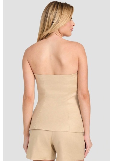 Guess Kadın Bej Keten Bluz Kahverengi