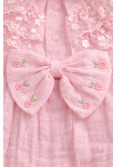 Kardeşler Bebe Müslin Body & Zıbın Dantel Detay Pembe