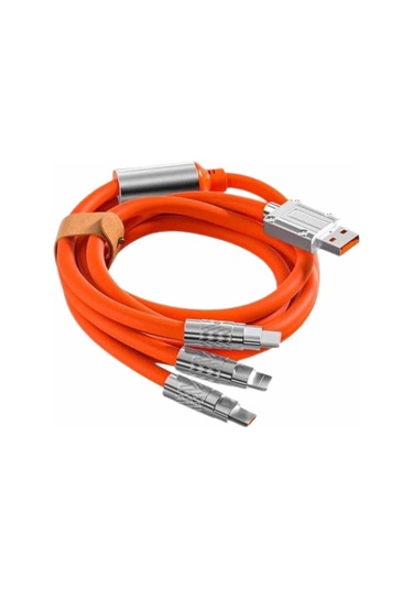 120w Silikon Metal Uçlu Led Işıklı 3 In1 Şarj Kablosu 1.2m