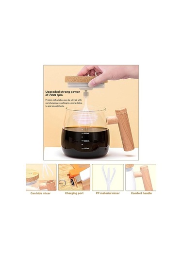 Ulzyvf Ve Tabanı Olan Kupa Kendiliğinden Karıştırma Karıştıran Kapağı Kahverengi Kabı Isıtma Elektrikli Cam - Rr Kahverengi