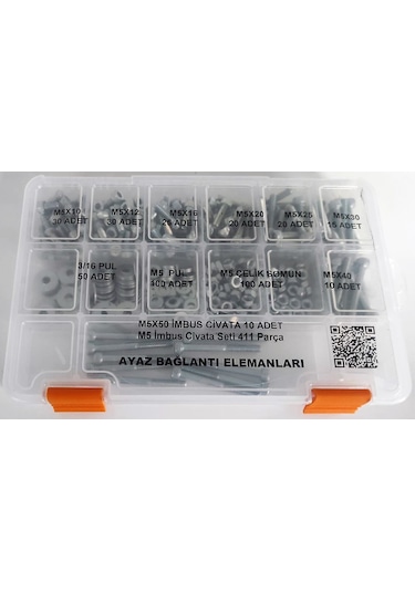 Ayaz M5 Imbus Civata Seti 411 Parça Dın 912 Alyan