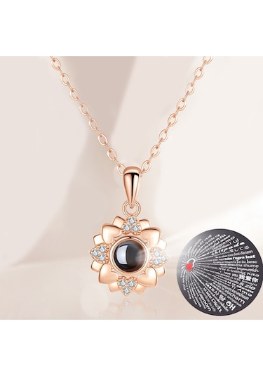 Ehediye Chavin 100 Dilde Seni Seviyorum Projeksiyon Kalp Kolye Ed07Rs Gümüş