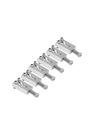 Hfambition Elektro Gitar Tuzak Demiri Aksesuarı - 6 Adet Metal Uyumlu, Yükseklik Ayarlı + Sekizgen Anahtar Gümüş