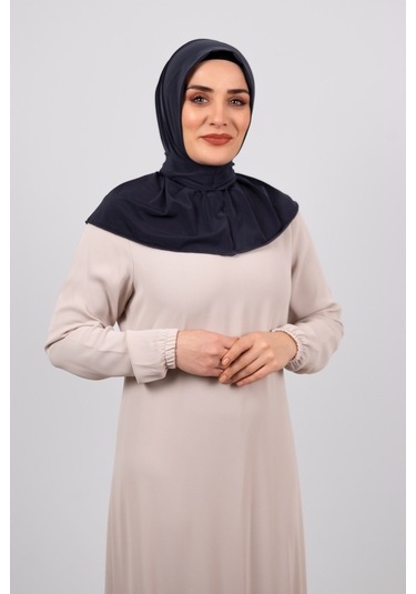 Füme Pratik Hazır Geçmeli Tesettür Eşarp Sandy Kumaş Arkadan Çıtç Füme