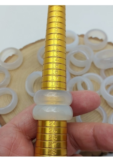 Akik Taşı Kalın Boy Yüzük Sisli Alacalı 11 4mm Kalınlık 59960 Bakır