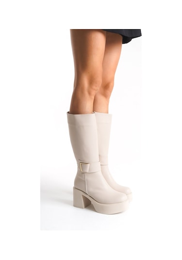 Ventes Kadın Aksesuarlı Kalın Taban & Topuklu Çizme 914311-z TEN CİLT