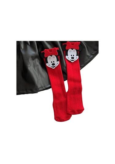 Deri Etek, Badi Ve Diz Altı Çorap Takım Kırmızı