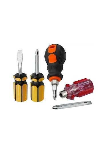 Pazly Mini Manyuşlu Tornavida Seti - 4 Parça, Manyetik Uçlu, Ev & Araç Kullanımı İçin Pratik