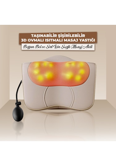 Rlx40 Taşınabilir Şişirilebilir Ovmalı Isıtmalı Masaj Yastığı Krem