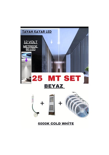 Tavan Akışkan Piksel Kayar Led Sistemi 12 Volt Kit / 25 Metre /6000k Beyaz