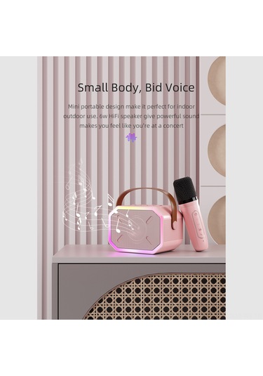 Reedark "taşınabilir Bluetooth Hoparlör Ve Kablosuz Mikrofonlu Ktv Sistemi - 6w Güçlü Ses Ve Renkli Işık Efektleri"