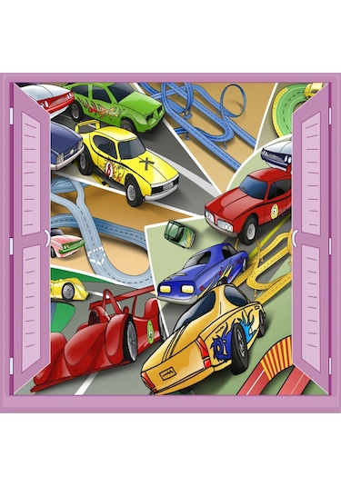 Çocuk Odası Bebek Odası Pencere Poster Duvar Kağıdı Arabalar