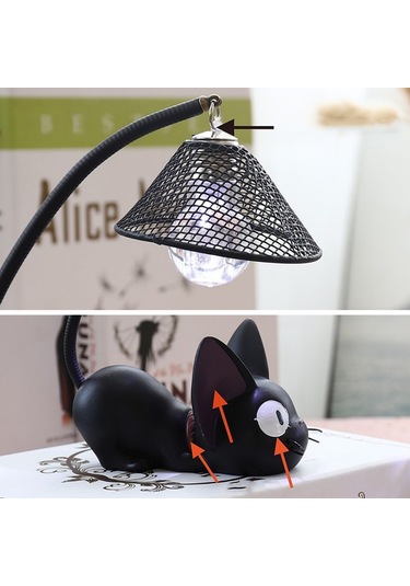 Jiji Kedi Reçine Lambası Benzersiz Şekilli Sağlam Işık Direği Gece Lambası Ev Dekorasyonu Hediyeleri İçin Ağ Delikli Çok Renkli