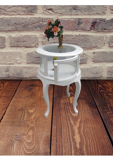 Bengimobilya Gümüşlük Yuvarlak Model Leylek Bacak Parlak Beyaz Kayın Lükens As