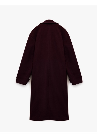 Koton Oversize Kaban Kaşe Uzun Kollu Cepli Düğmeli Kruvaze Bordo 6wak00099ew Bordo