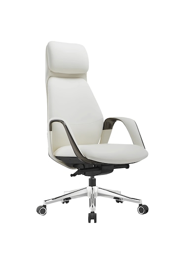 Hunt Mobilya Nuna Beyaz Deri Ofis Yönetici Koltuğu