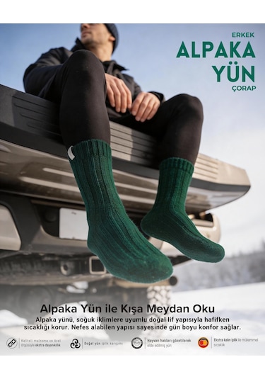 Bolero Nordsox E31 Erkek Alpaka Yün Soket Çorap 41-45 Nefti