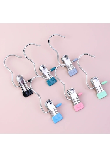 Açık Yeşil-5pcs-6/1pcs Kancalı Nemli Yerleşimler Rüzgar Geçirmez Klipler Paslanmaz Çel Kurutma Askısı Renkli Ev Gereçleri 47128381