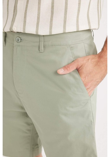 Defacto %100 Pamuk Regular Fit Gabardin Bermuda Şort C7684ax25spgn931 Yeşil