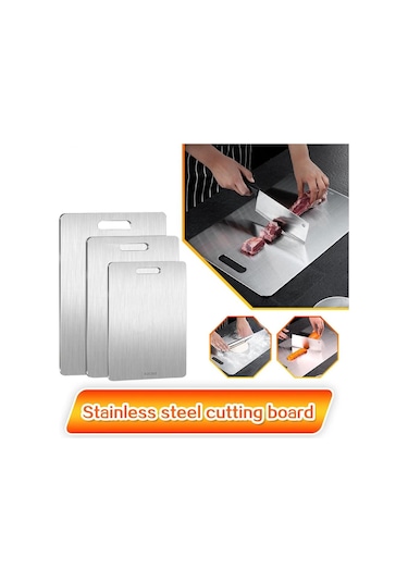 316 Paslanmaz Çelik Panel Ve Kesme Tahtası Mutfak Ev Kalınlaşmış Çift Taraflı Kesme Tahtası Blok Yoğurma Hamur Tahtası 39x28cm
