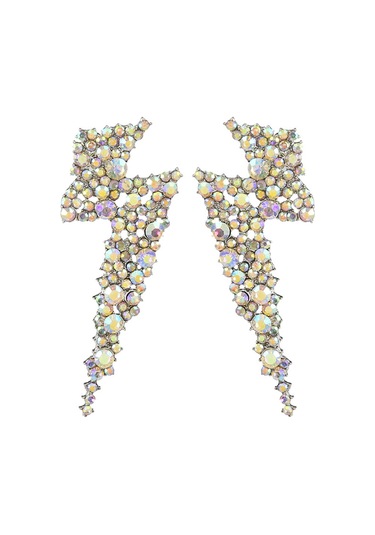 Kristal Şimşek Sallantılı Küpeler, Flaş Gösterişli Küpeler Gold