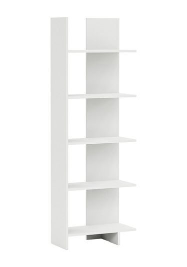 Asimetrik Beş Raflı Kitaplık Beyaz