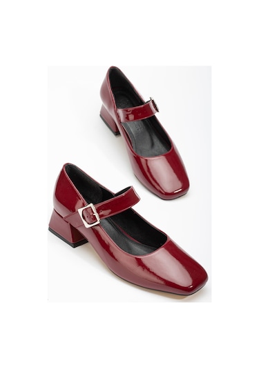 St-006 Bordo Rugan Günlük 4 Cm Topuklu Bayan Ayakkabı Bordo