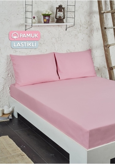 Tek Kişilik Ranforce Kumaş Lastikli Fitted Çarşaf Takımı Pudra