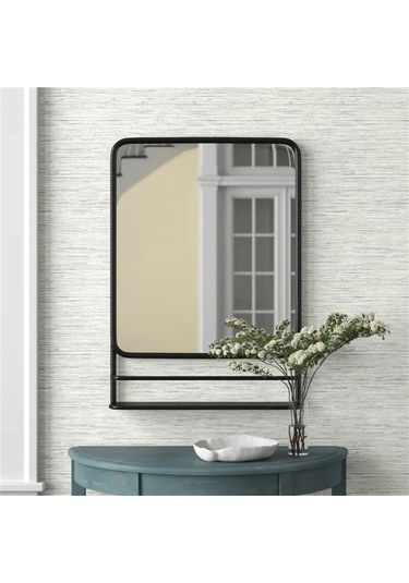 Metal Dekoratif Retro Lavabo Aynası Siyah