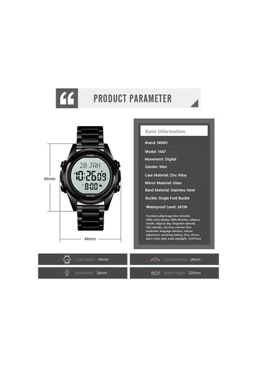 Skmeı Müslüman Dijital Saat - Namaz Qibla Pusulası, Hijri Takvimi, Kur'an Ayraç, Şehir Seçim Fonksiyonu, Tarih, Hafta, Alarm, Arka Işık, 3atm Su Geçirmez, Erkek Azan Saatleri, İslami Bileklik, Erkek Çok Renkli Skmeı Müslüman Dijital Saat - Namaz Qibla Pusulası, Hijri Takvimi, Kur'an Ayraç, Şehir Seçim Fonksiyonu, Tarih, Hafta, Alarm, Arka Işık, 3atm Su Geçirmez, Erkek Azan Saatleri, İslami Bileklik, Erkek Çok Renkli