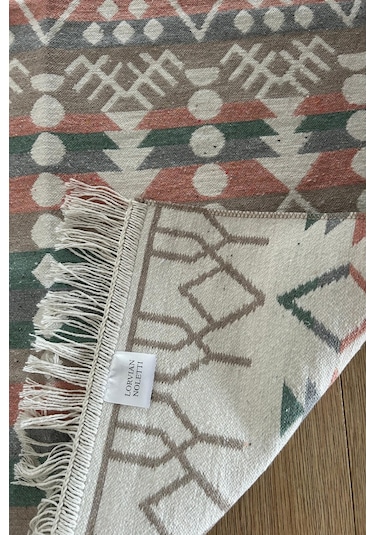 Modern Geometrik Desenli Çift Taraflı Yıkanabilir Kilim Renkli