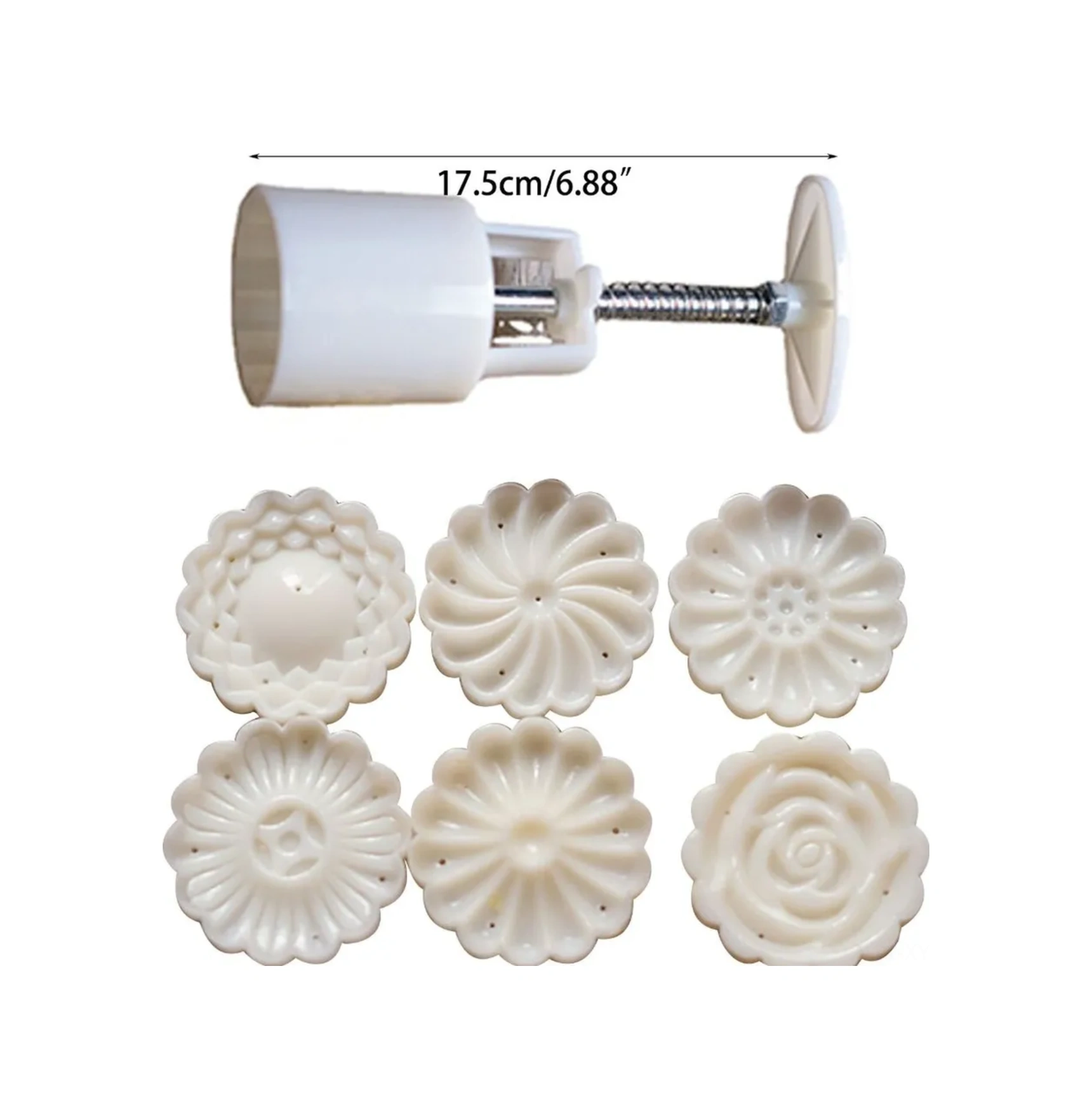 Yaleker Gıda Kalitesi Abs Hamur Kesme Kalıbı, Mooncake, Kurabiye, Fıstık Ezmesi Pastası İçin Manuel Basma Tipi, Ev Fırını Ve Buzdolabı Uyumlu, Beyaz Renk, 1 Set Beyaz